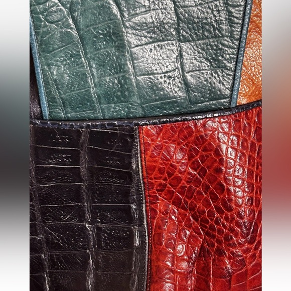 Vintage SHARIF Large Multicolored Patchwork Boho Leather Tote Bag Purse USA - Picture 7 of 16